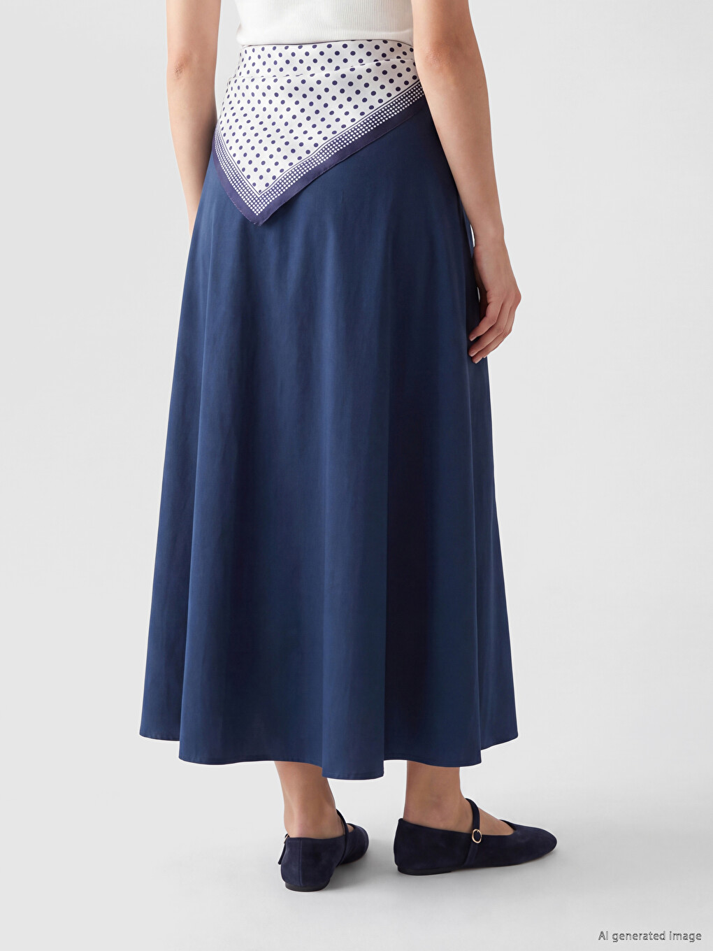 Scarf Detailed Flared Skirt-2