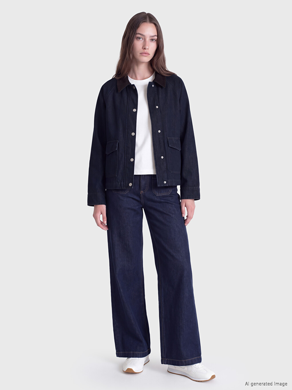 Velvet Collar Women's Jean Jacket-1