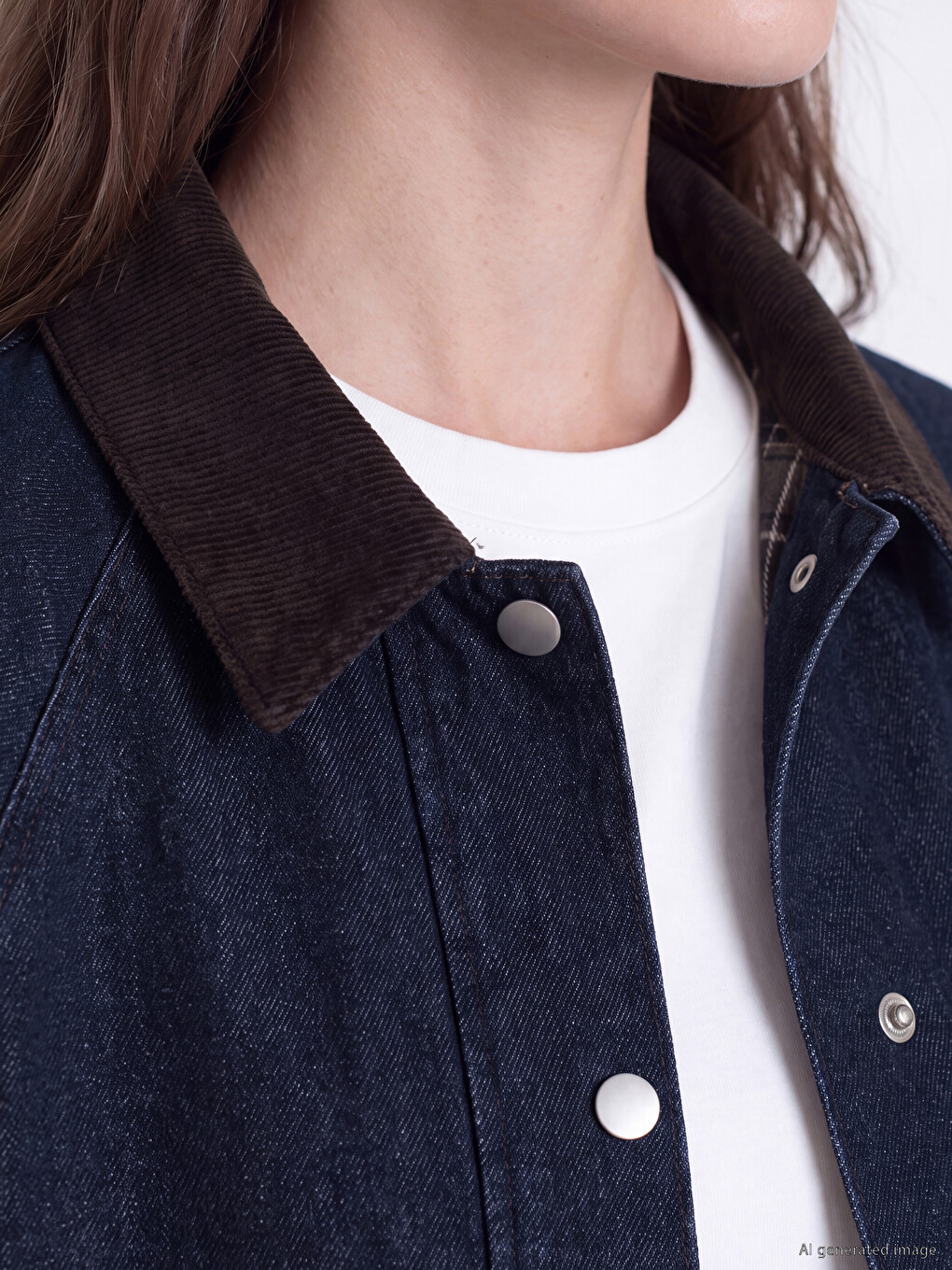Velvet Collar Women's Jean Jacket-2
