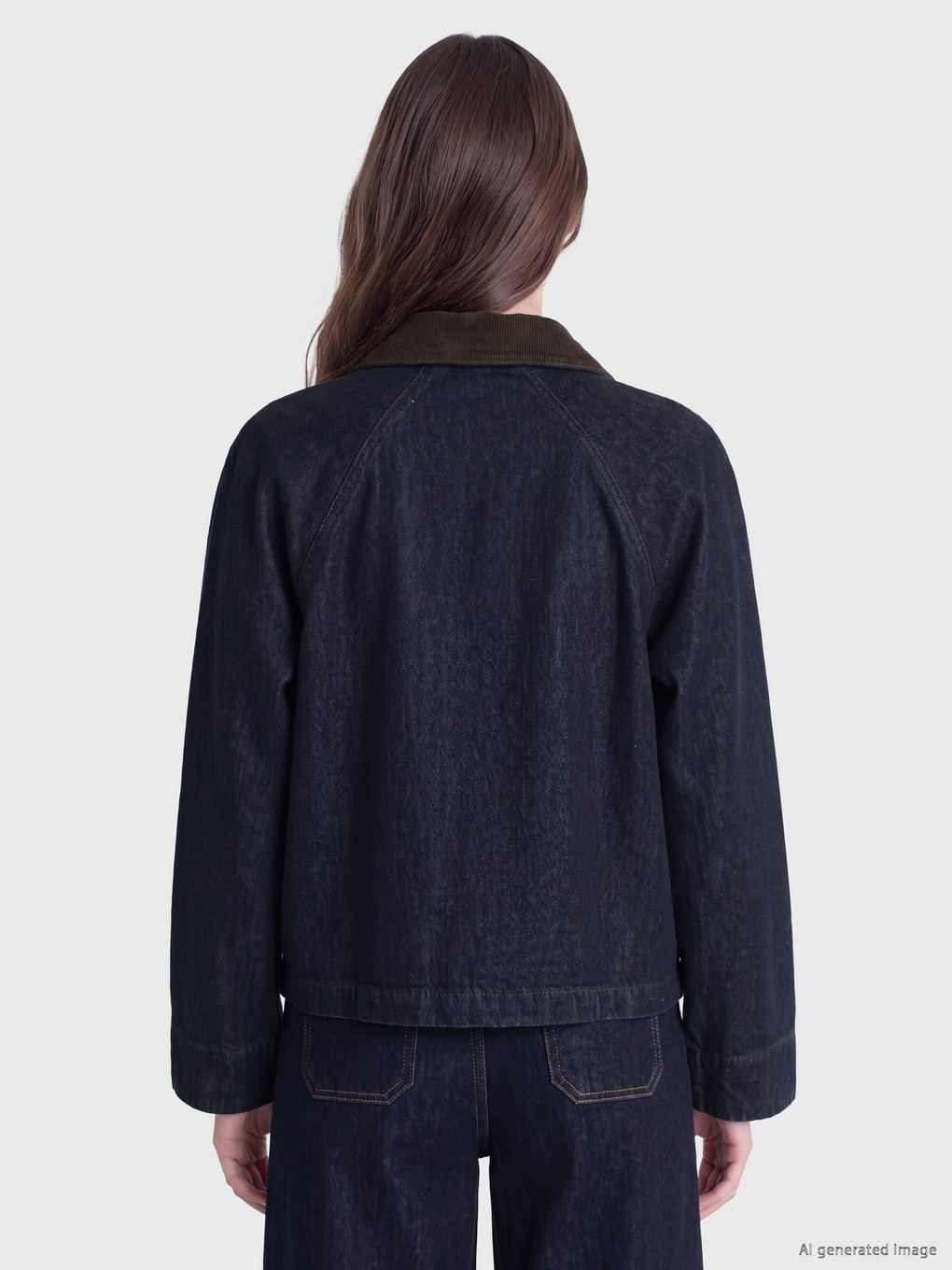 Velvet Collar Women's Jean Jacket-3