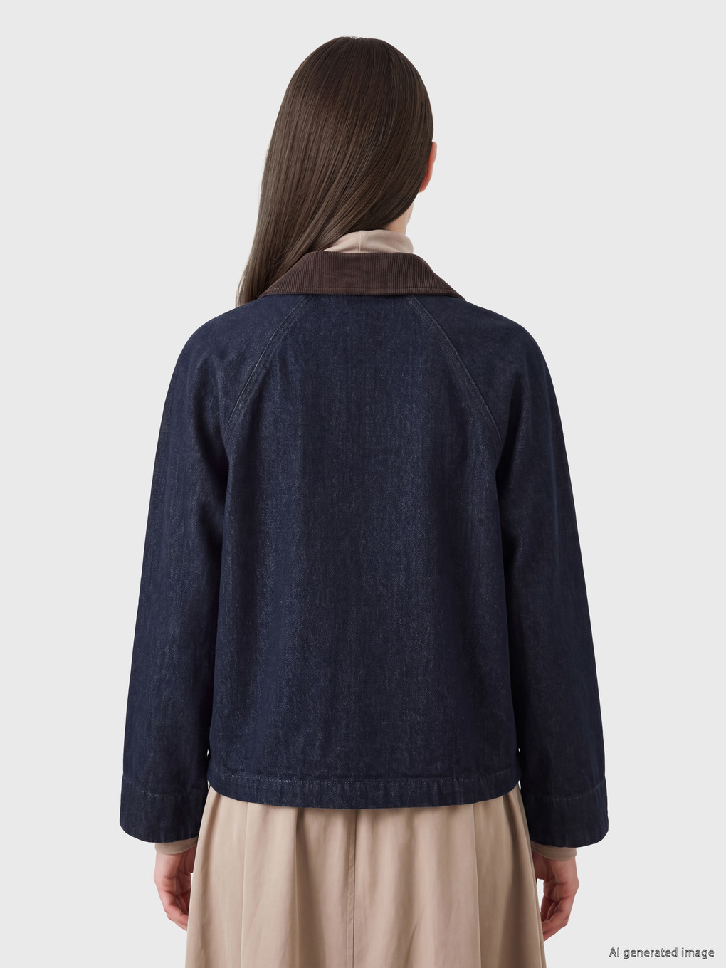 Velvet Collar Women's Jean Jacket-4