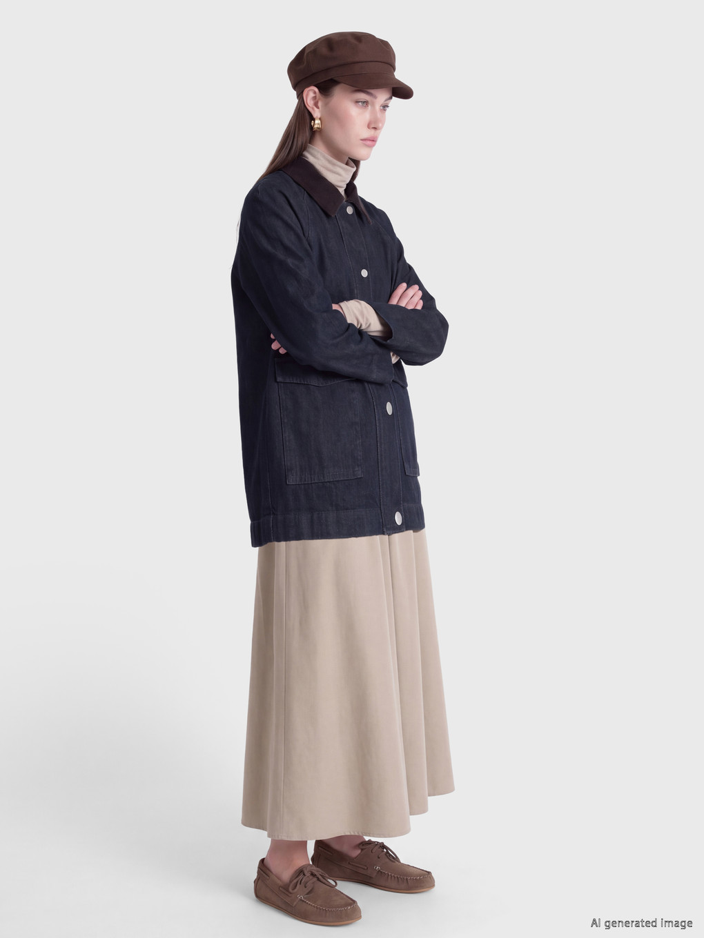 Velvet Collar Women's Jean Jacket-1