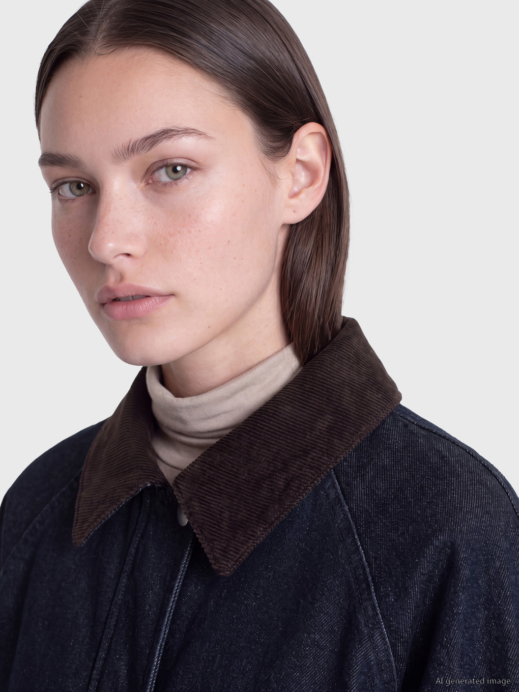 Velvet Collar Women's Jean Jacket-2