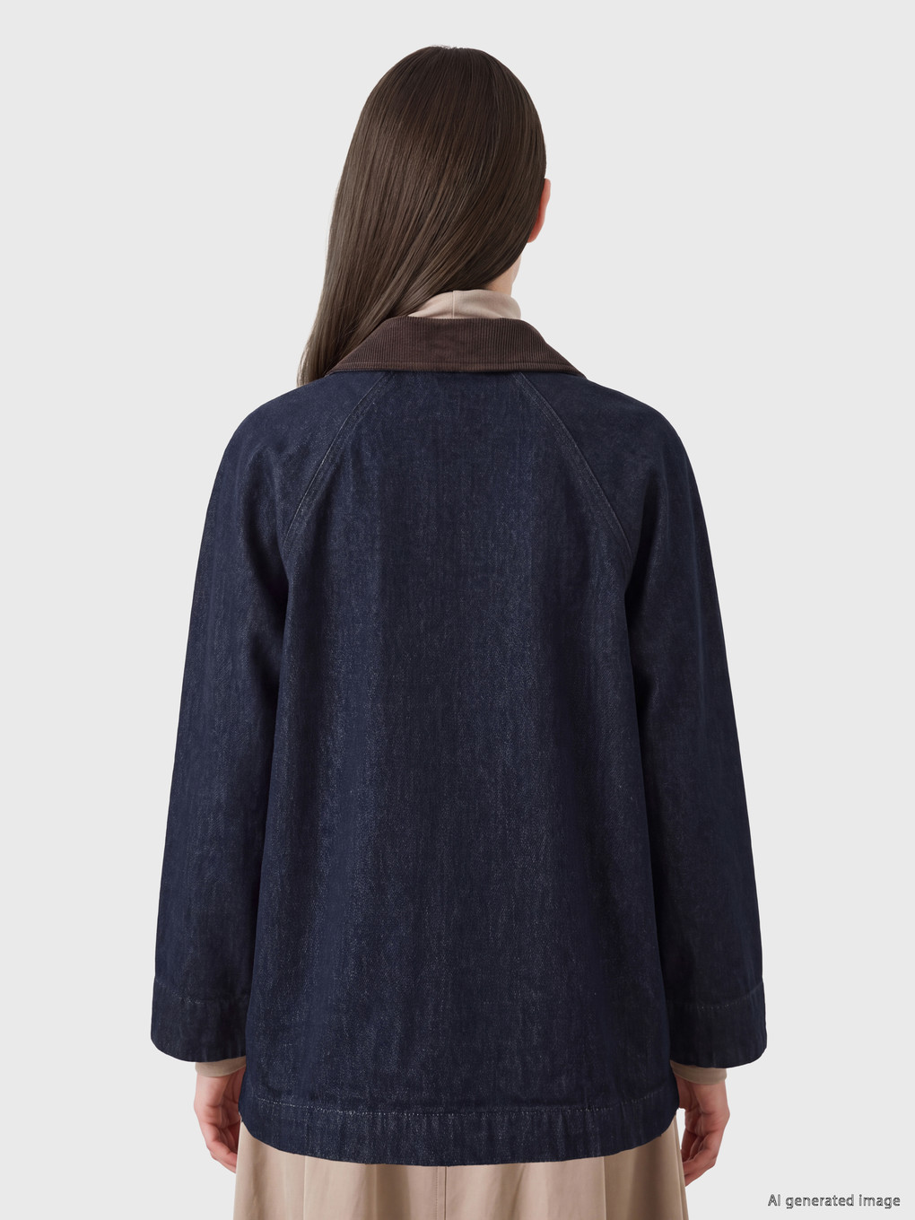 Velvet Collar Women's Jean Jacket-4