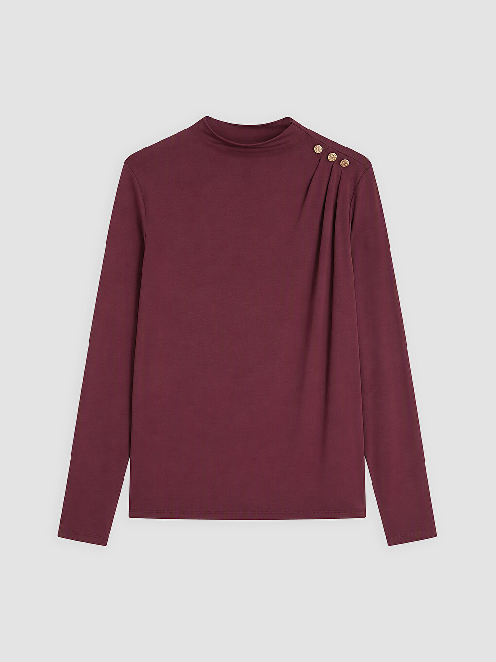 Mock Neck Ruched Blouse