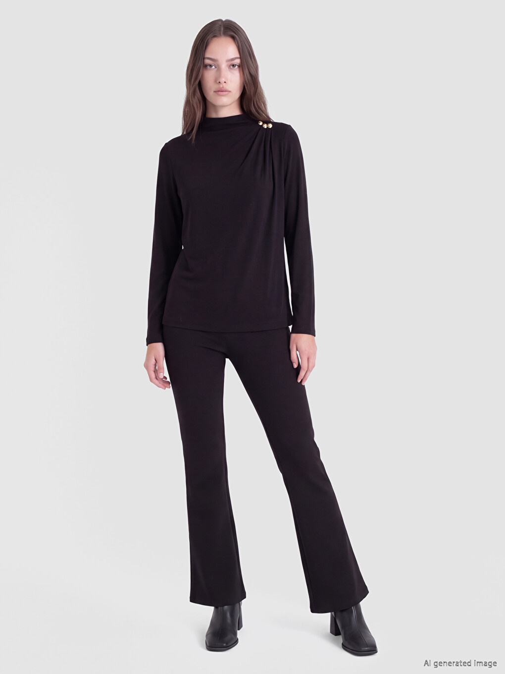 Mock Neck Ruched Blouse-1