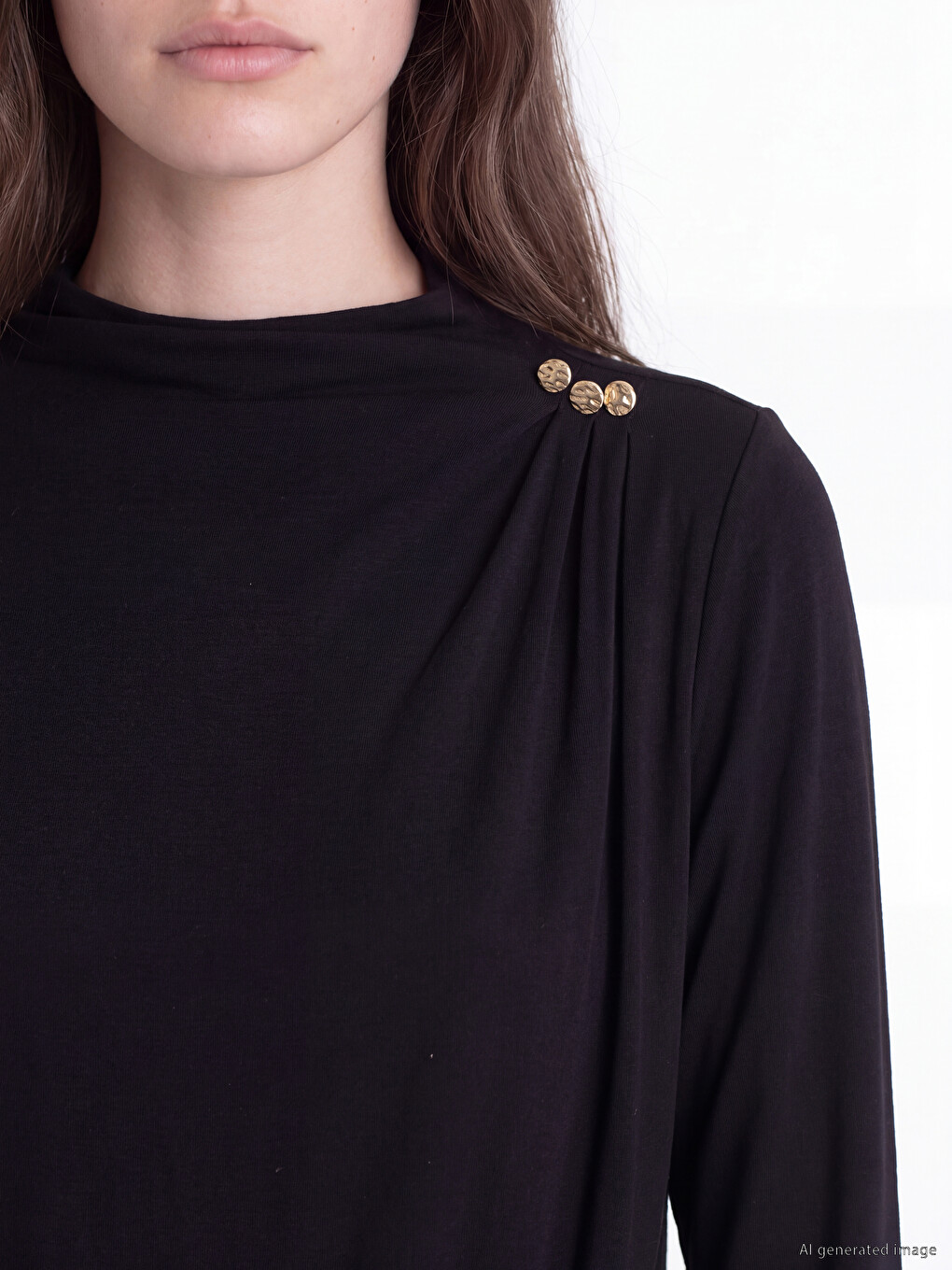 Mock Neck Ruched Blouse-2
