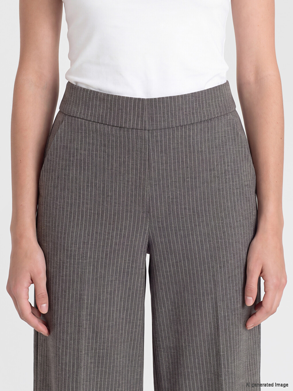 Striped Wide Leg Women's Trousers-2