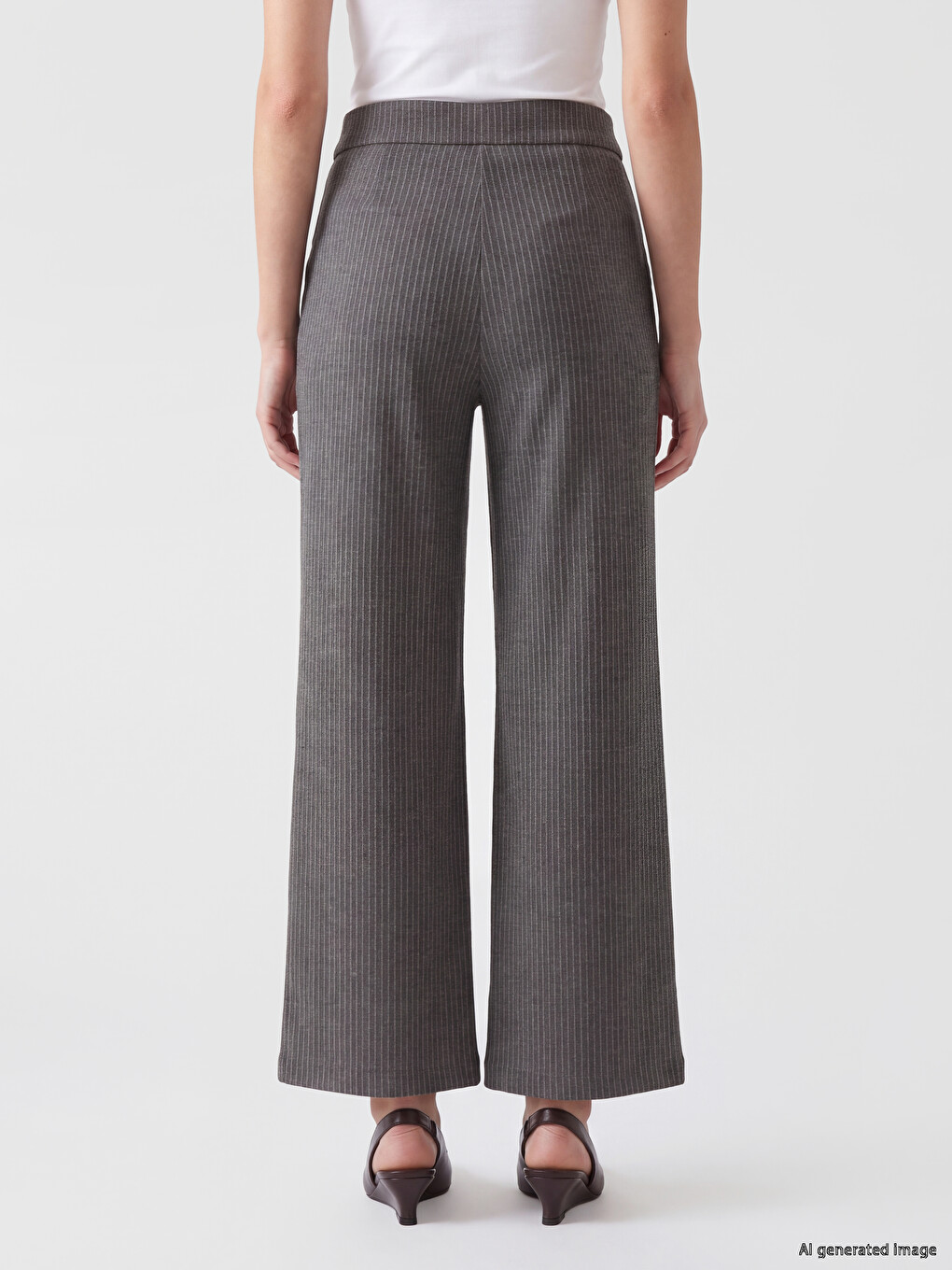 Striped Wide Leg Women's Trousers-3