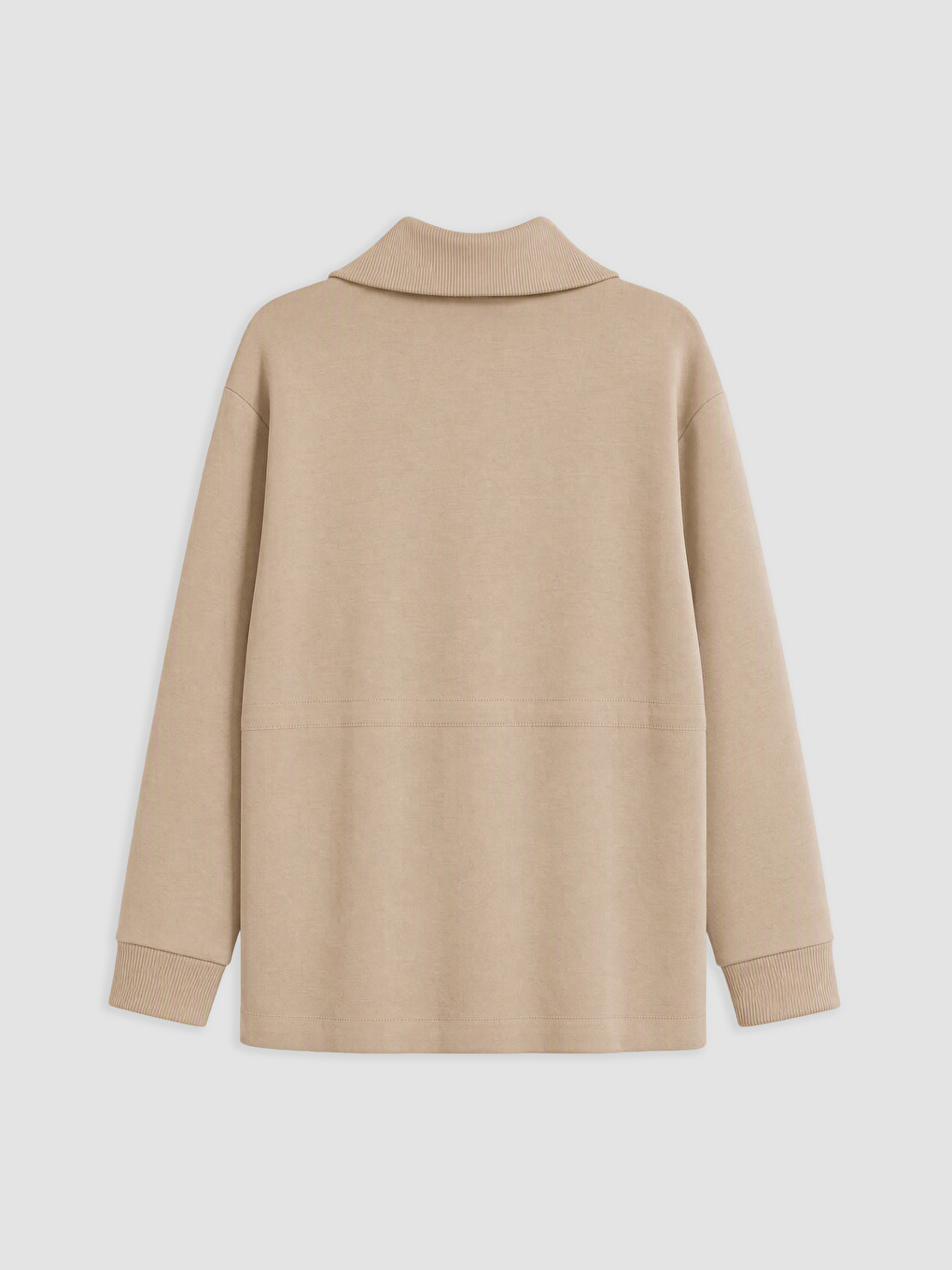 Bej Soft Touch Kadın Fermuarlı Sweatshirt-1