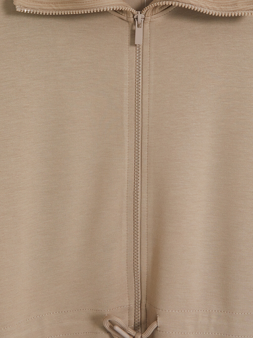 Bej Soft Touch Kadın Fermuarlı Sweatshirt-2