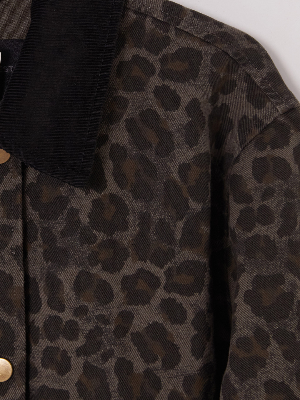 Velvet Collar Leopard Patterned Women's Jean Jacket-2