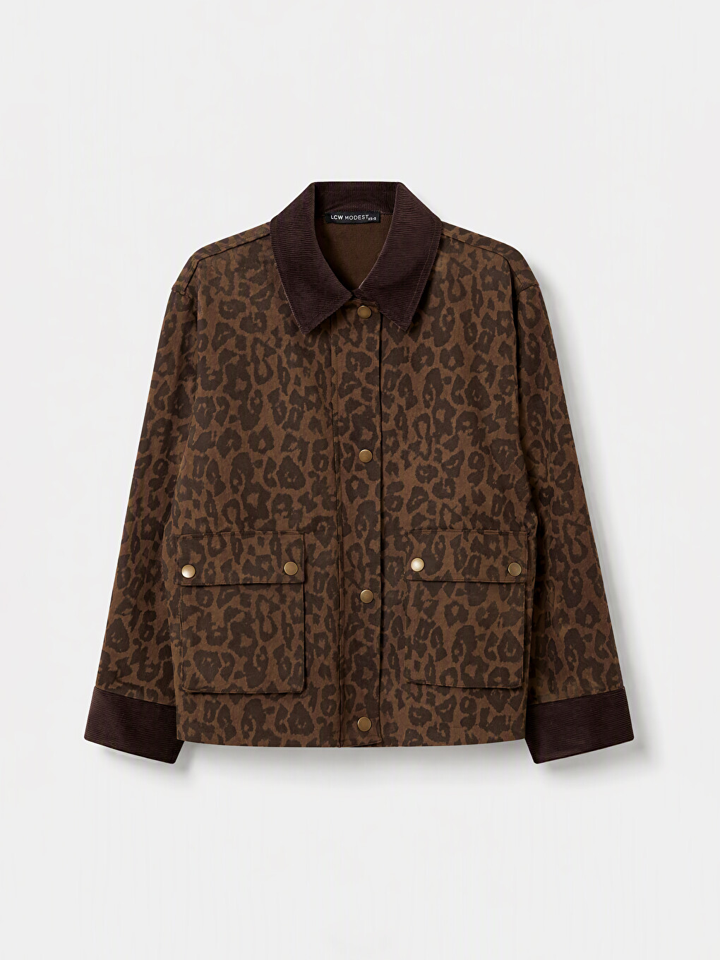 Velvet Collar Leopard Print Women's Jean Jacket-4
