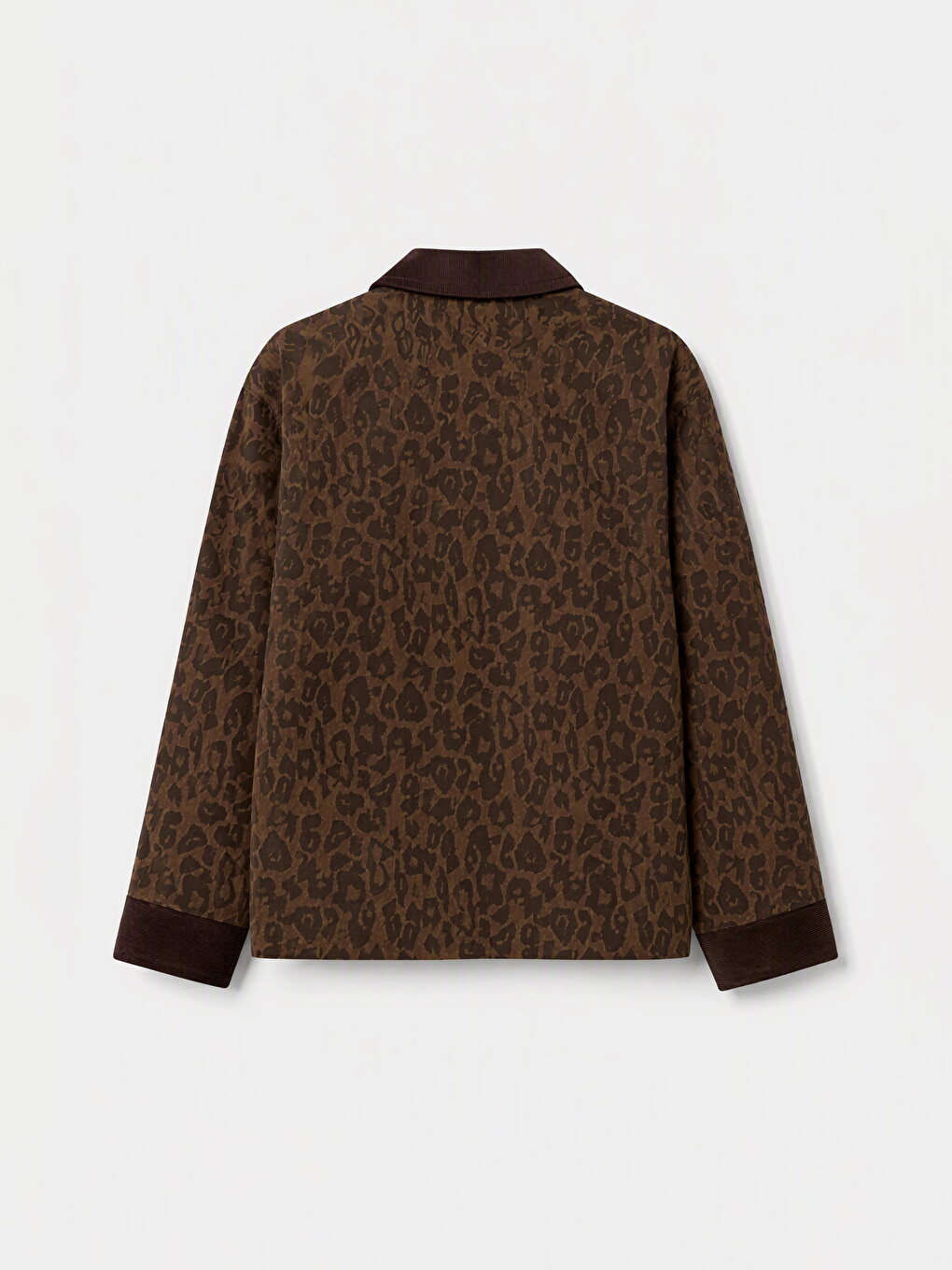 Velvet Collar Leopard Print Women's Jean Jacket-5