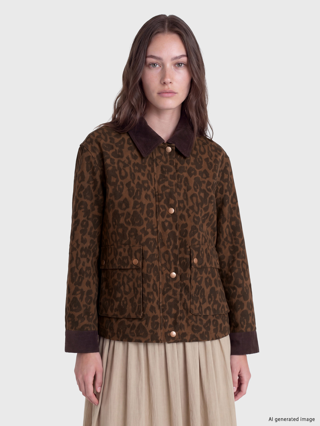 Velvet Collar Leopard Print Women's Jean Jacket