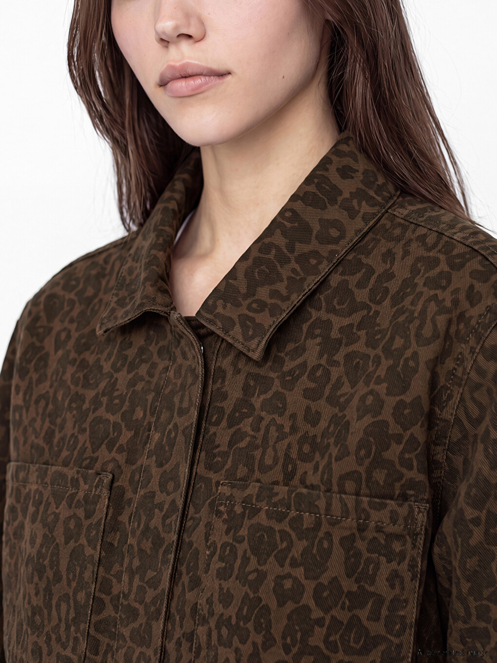 Shirt Collar Leopard Patterned Women's Jean Jacket-2