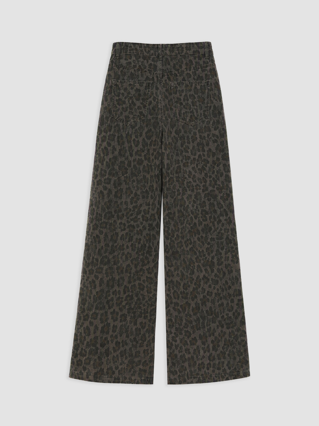 Haki Leopar Desenli Wideleg Jean-1