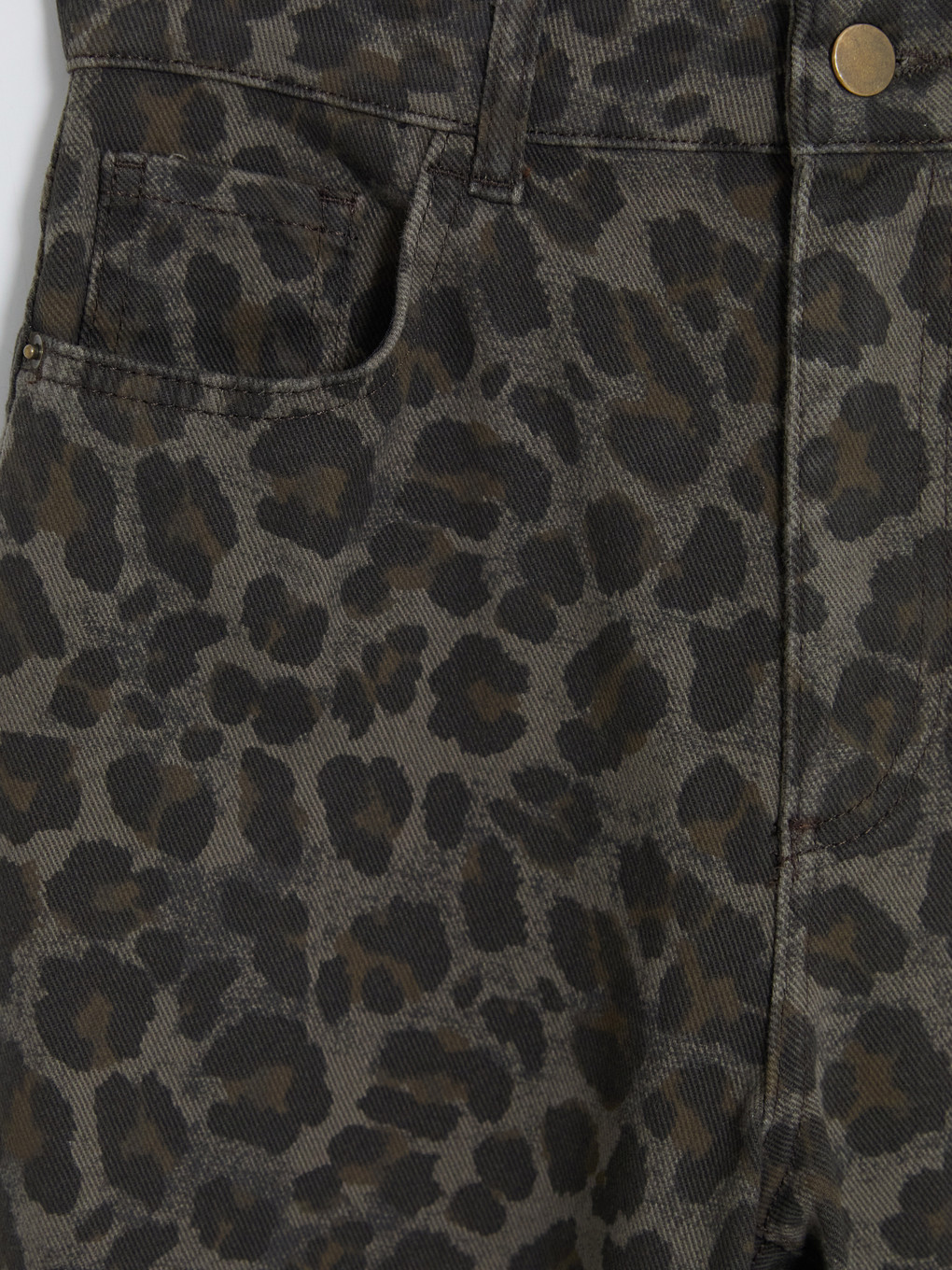 Haki Leopar Desenli Wideleg Jean-2