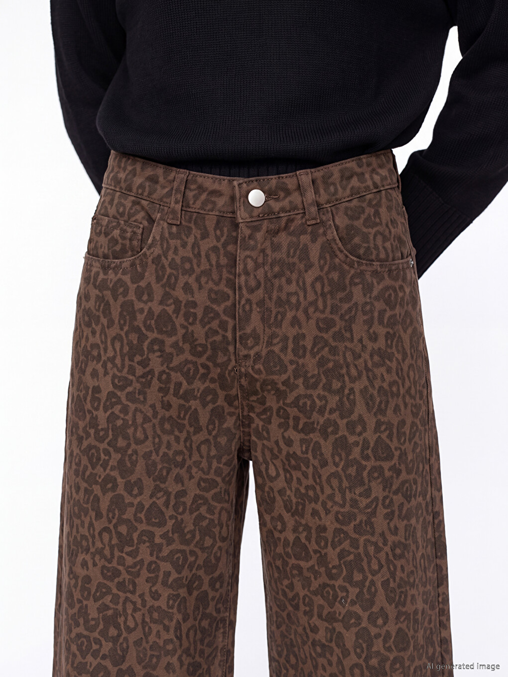 Leopard Print Wideleg Women's Jeans-2