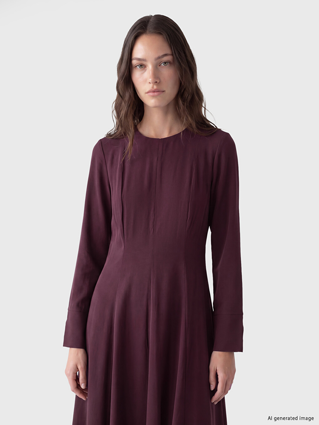 Crew Neck Fitted Waist Dress-1