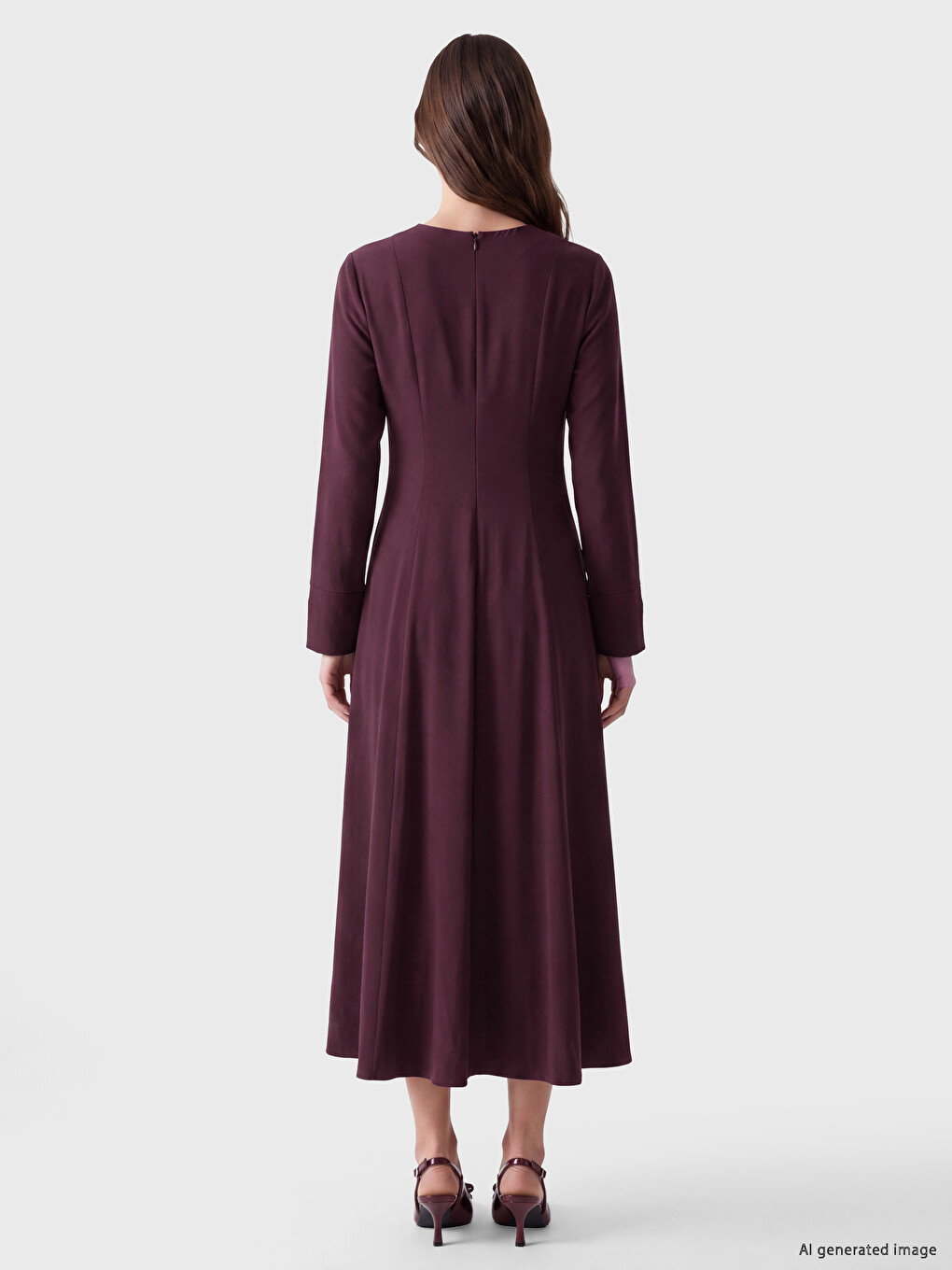 Crew Neck Fitted Waist Dress-3