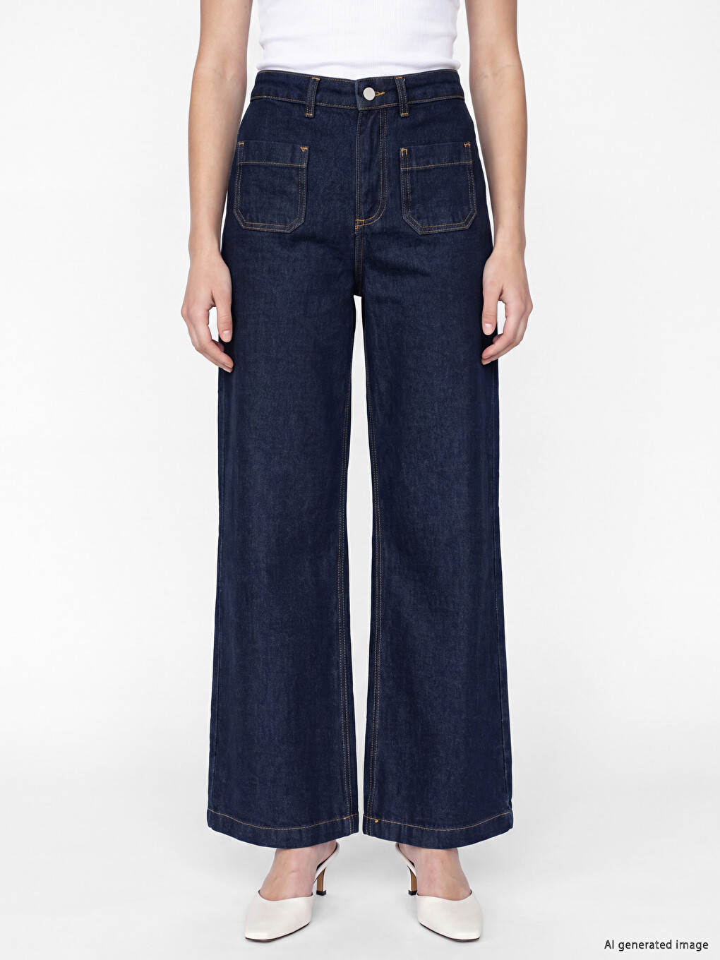 İndigo Wideleg Kadın Jean Pantolon-1