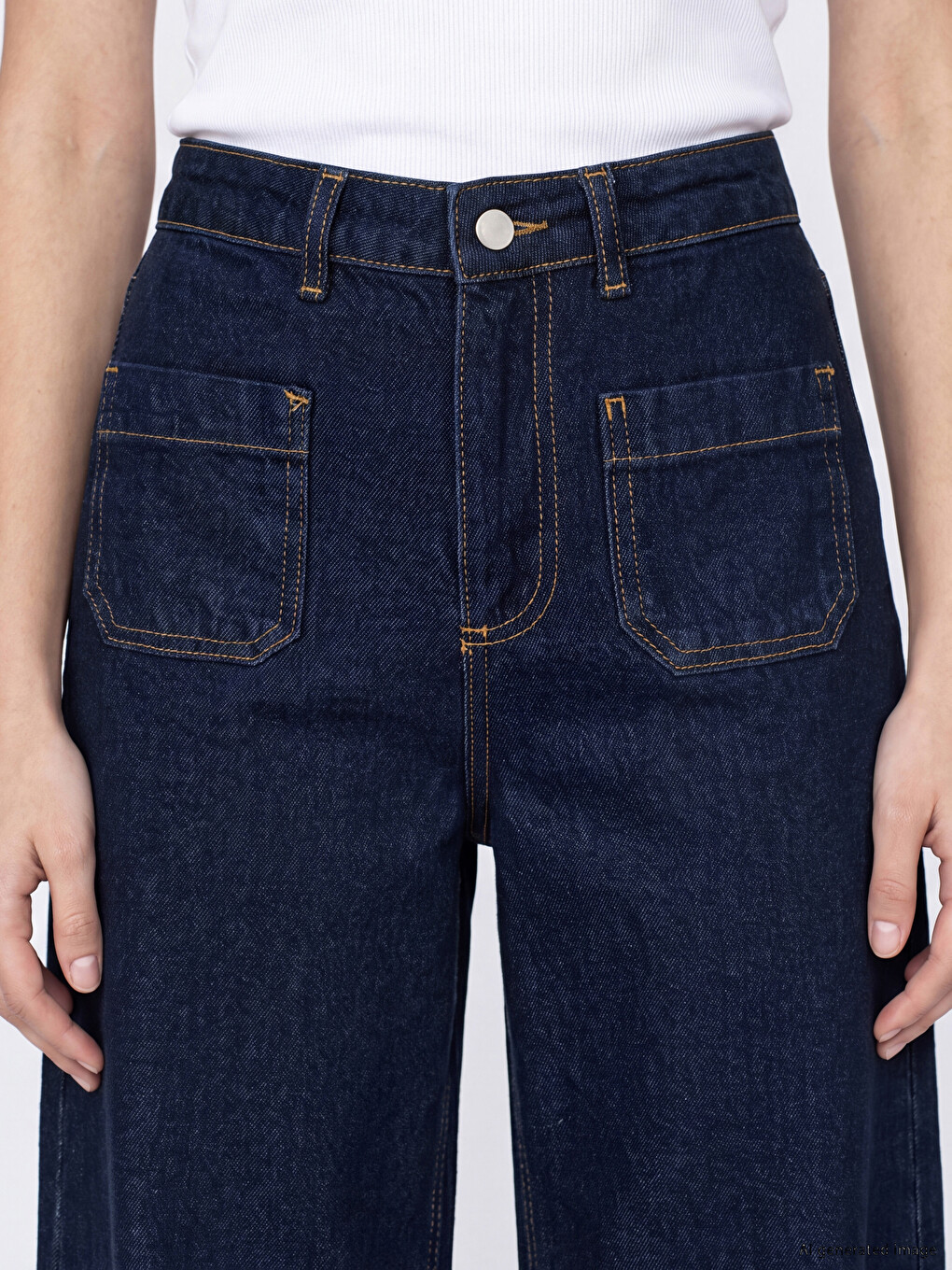 İndigo Wideleg Kadın Jean Pantolon-2