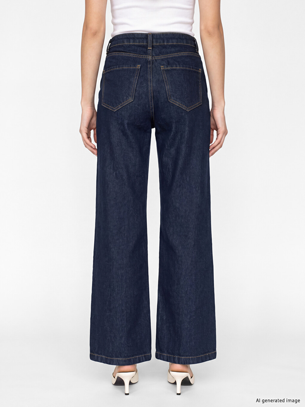 İndigo Wideleg Kadın Jean Pantolon-3