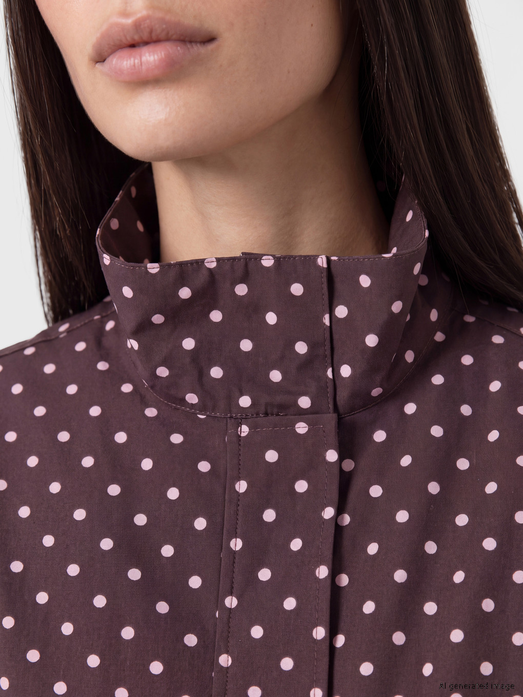 Mock Neck Polka Dot Oversize Women's Coat-2