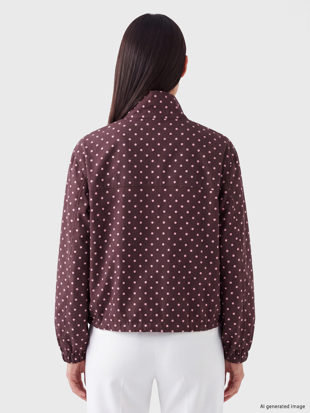 Mock Neck Polka Dot Oversize Women's Coat-3