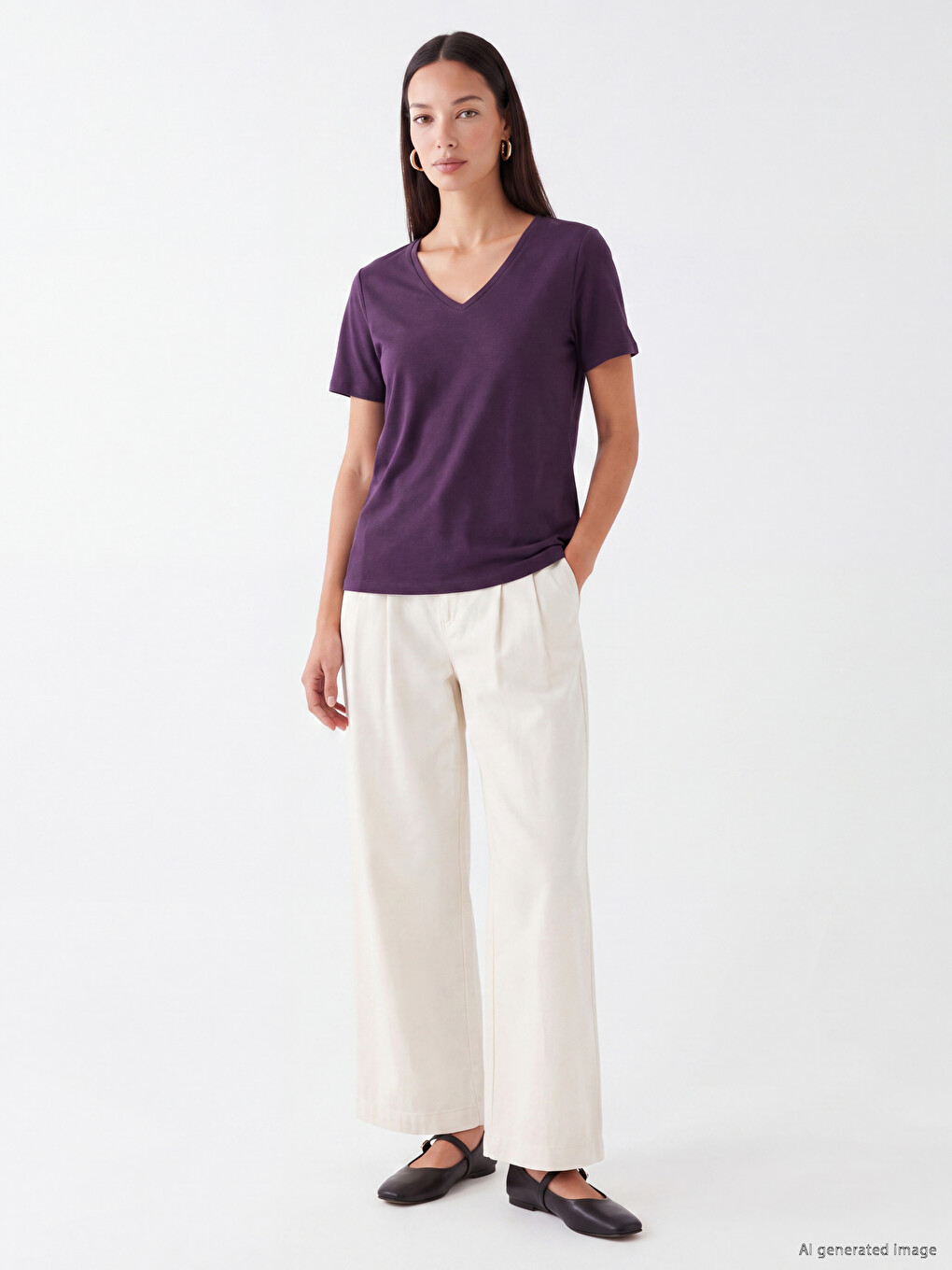 V Neck Women's T-shirt-1
