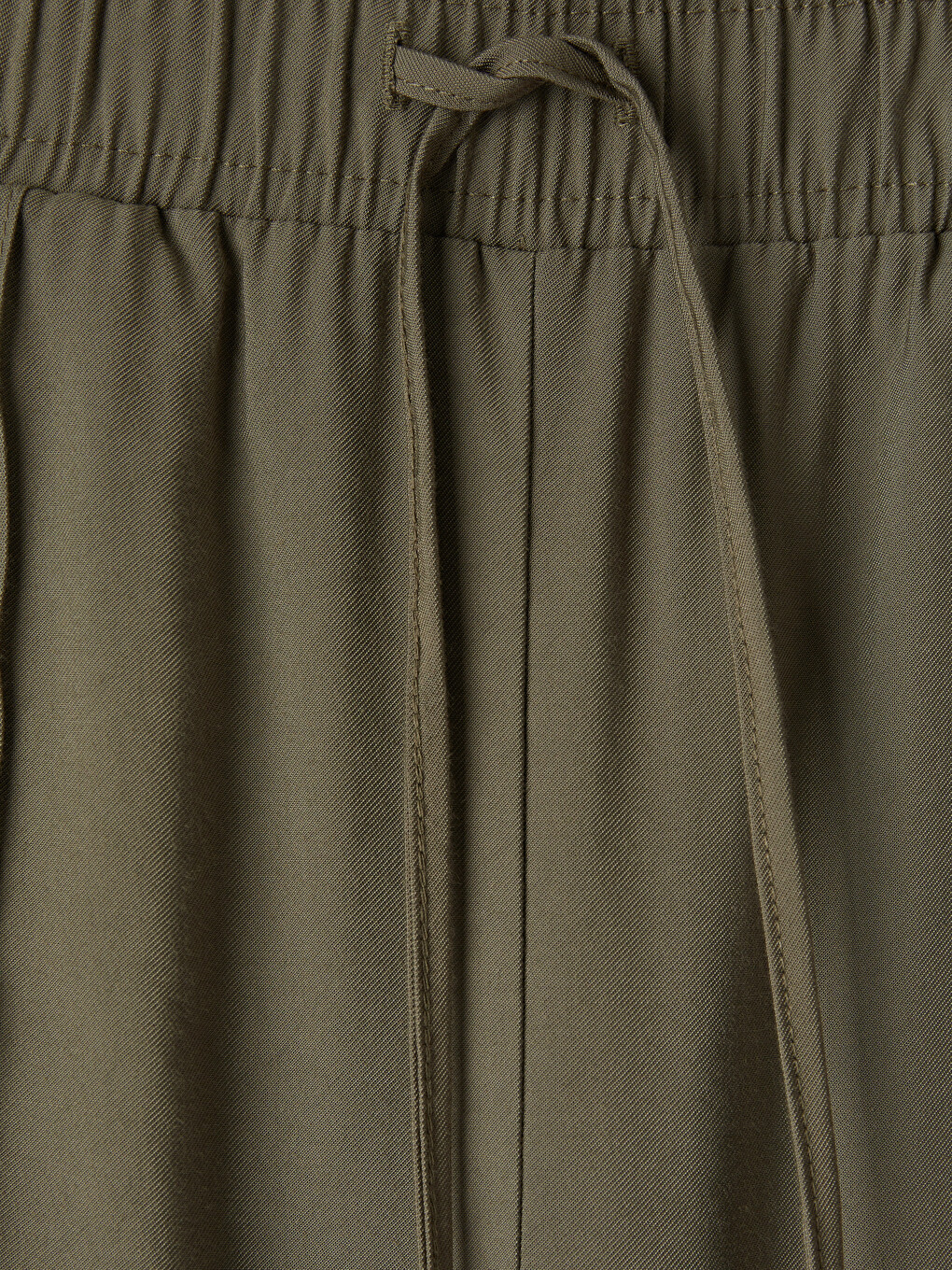 Haki Beli Lastikli Geniş Paça Kadın Pantolon-1