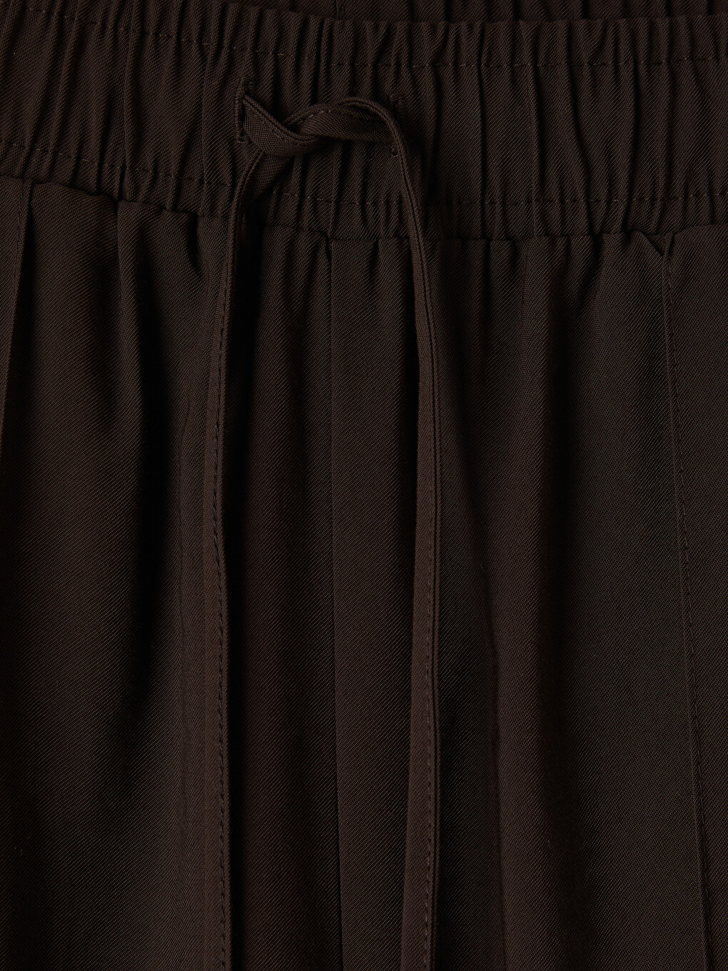 Kahverengi Beli Lastikli Geniş Paça Kadın Pantolon-1