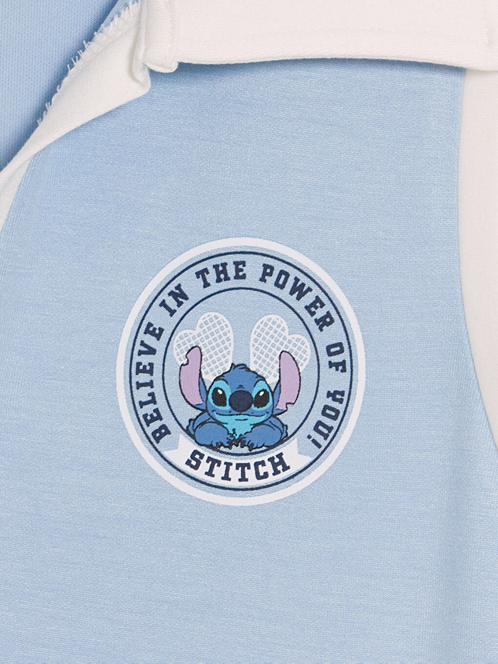 Mavi Polo Yaka Lilo & Stitch Nakışlı Kız Çocuk Elbise-1