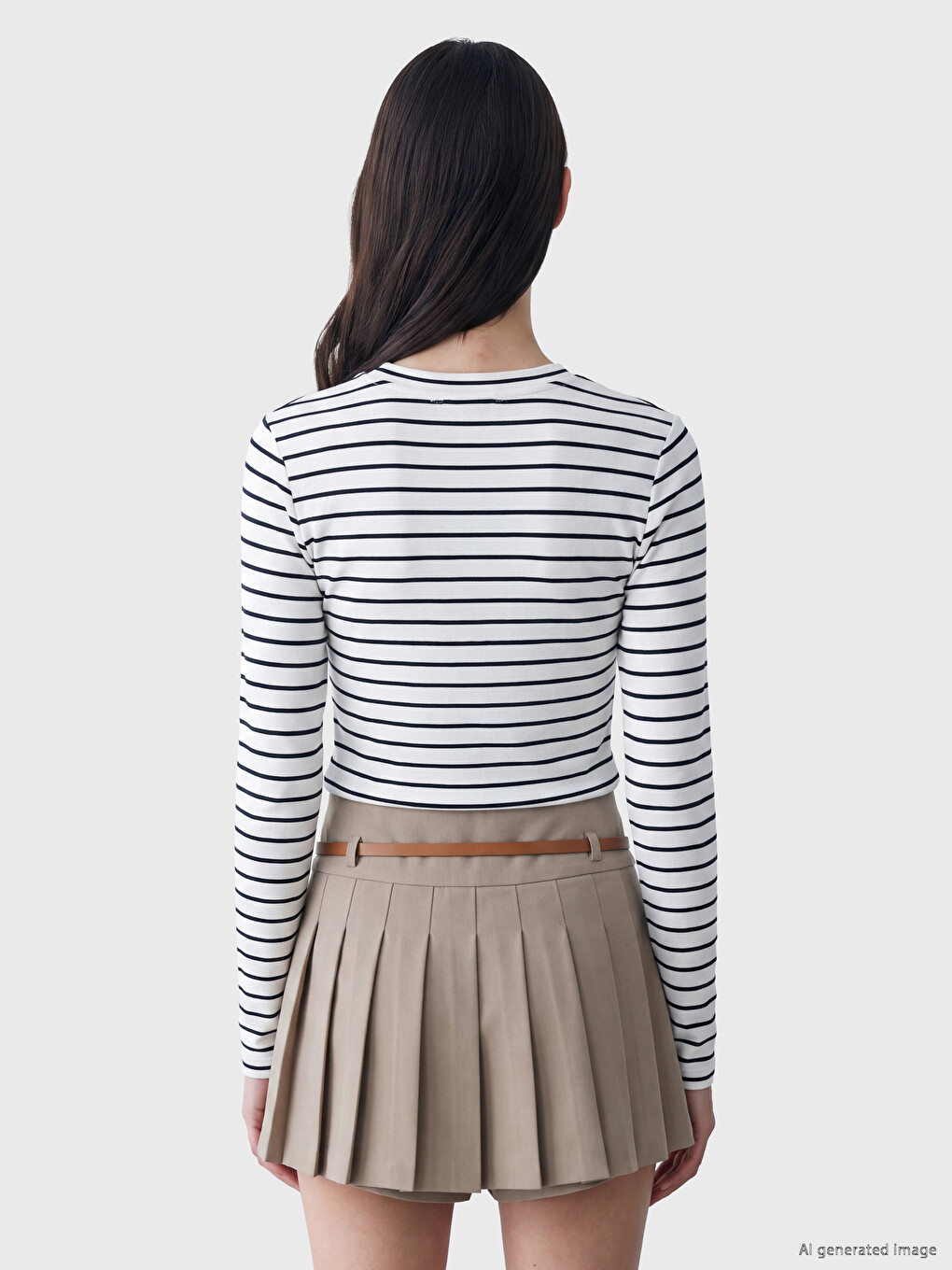 Crew Neck Striped Women's Body-3