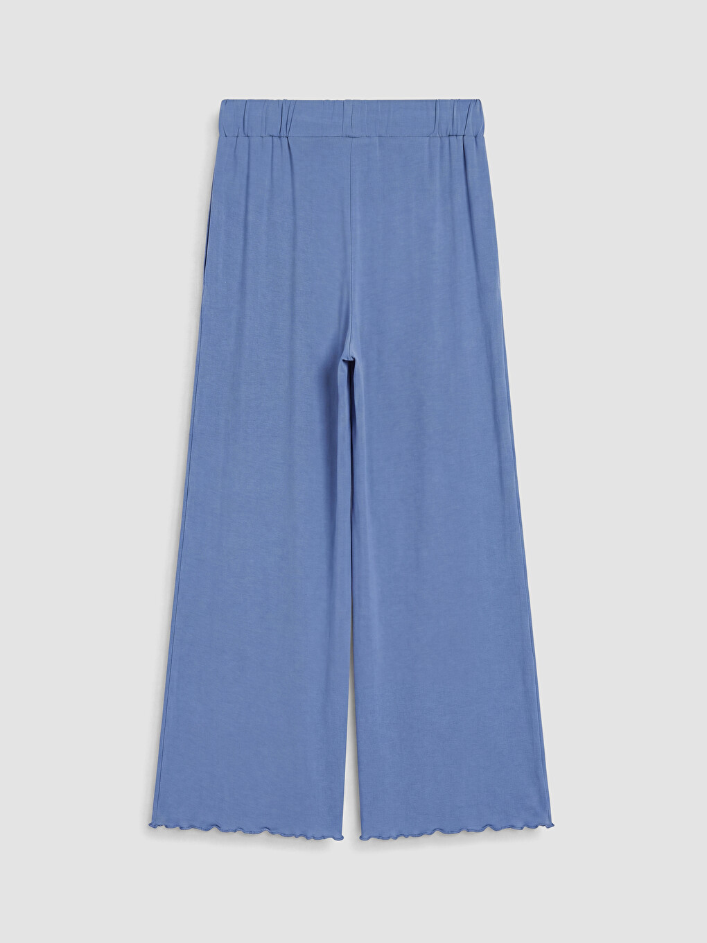 Mavi V Yaka Fırfırlı Kadın Pijama Takımı-6