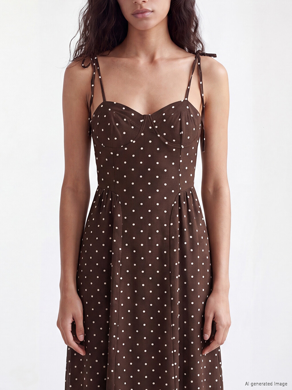Sweetheart Neckline Polka Dot Strappy Dress-2