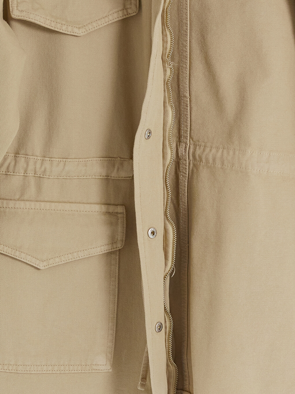 Ekru Kadife Yaka Oversize Kadın Jean Ceket-3