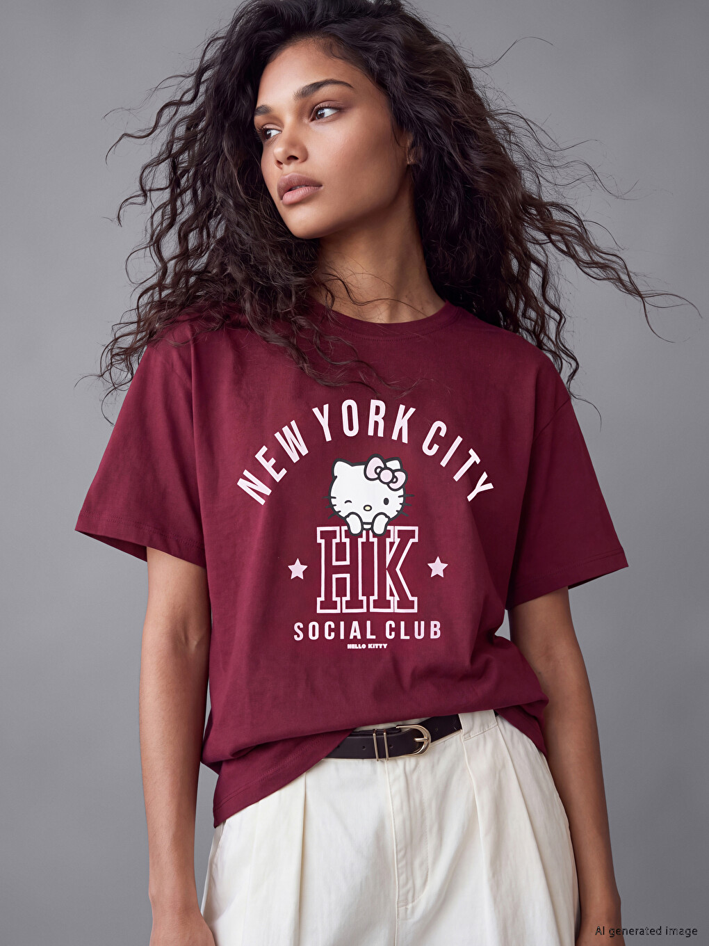 Женская Футболка Hello Kitty Из 100% Хлопка С Принтом