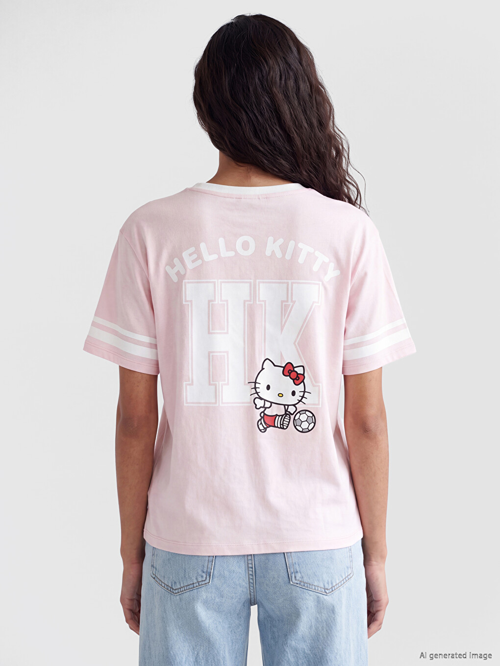 Hello Kitty ნაბეჭდი 100% ბამბის ქალის მაისური-3