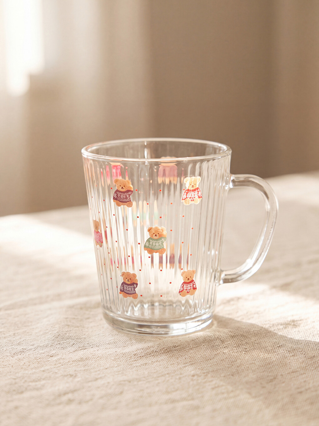 Bear Teddy Printed Glass Mug