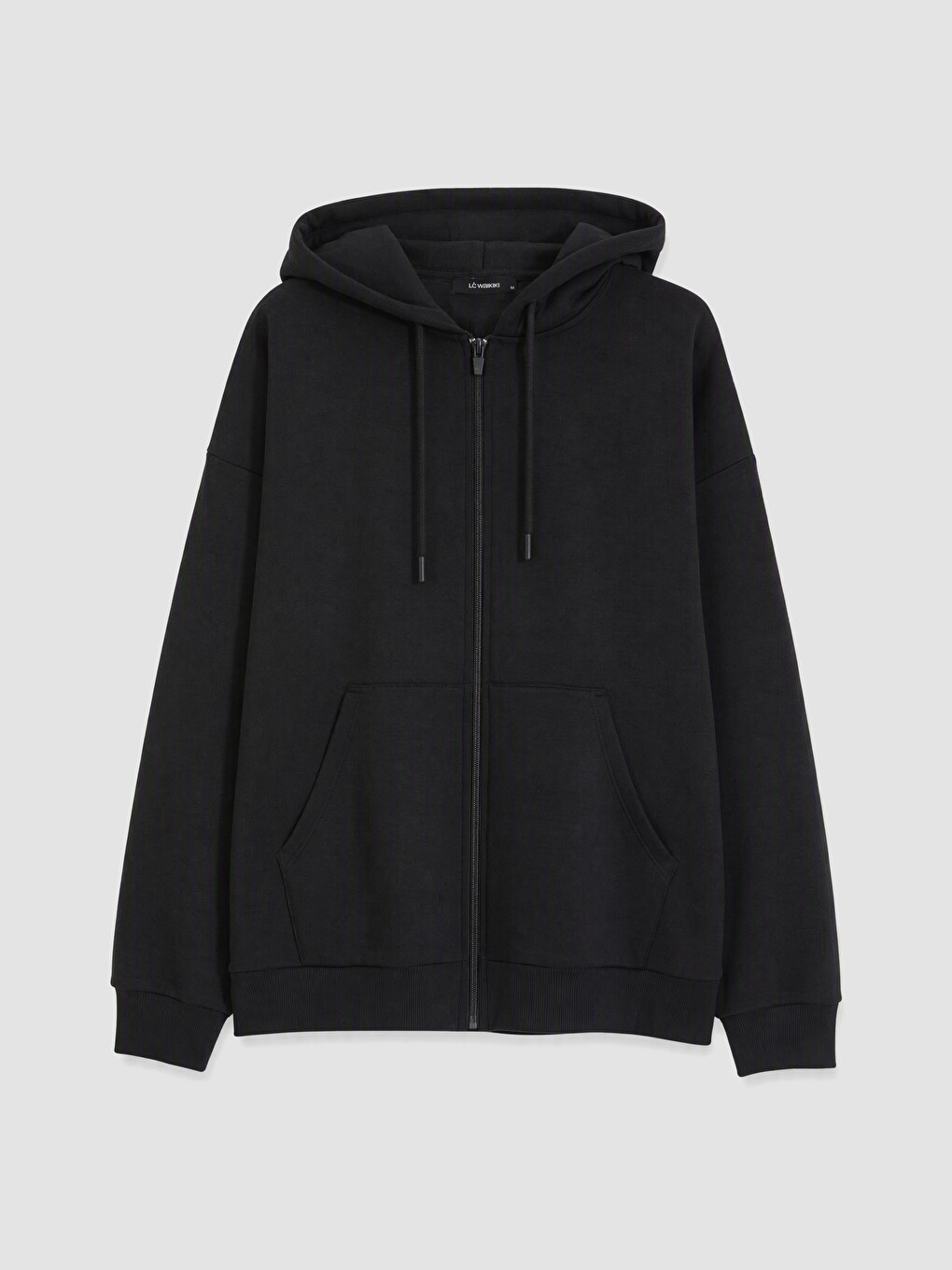 Siyah Kapüşonlu Kadın Kalın Fermuarlı Sweatshirt-4