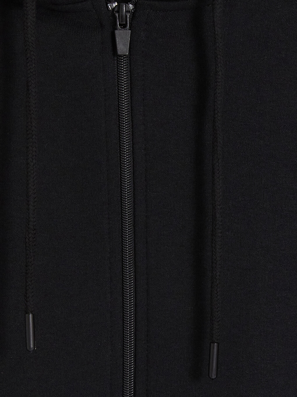 Siyah Kapüşonlu Kadın Kalın Fermuarlı Sweatshirt-5