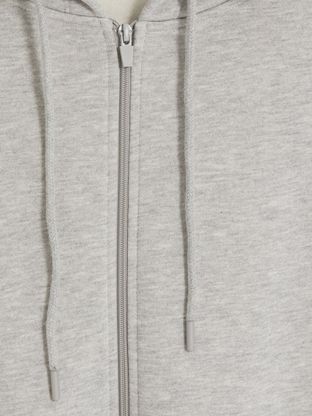 Gri Kapüşonlu Kadın Kalın Fermuarlı Sweatshirt-5