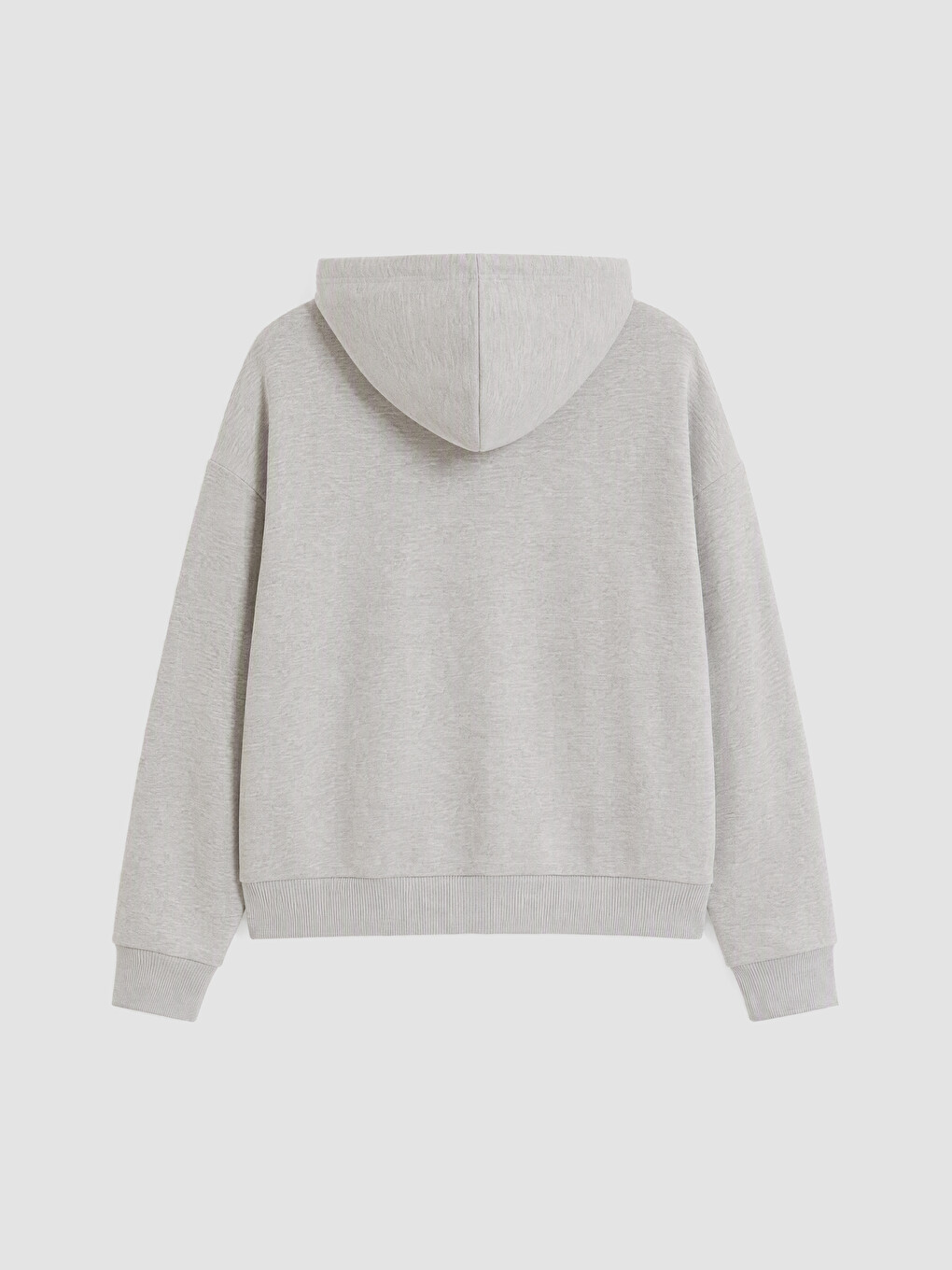 Gri Kapüşonlu Kadın Kalın Fermuarlı Sweatshirt-7