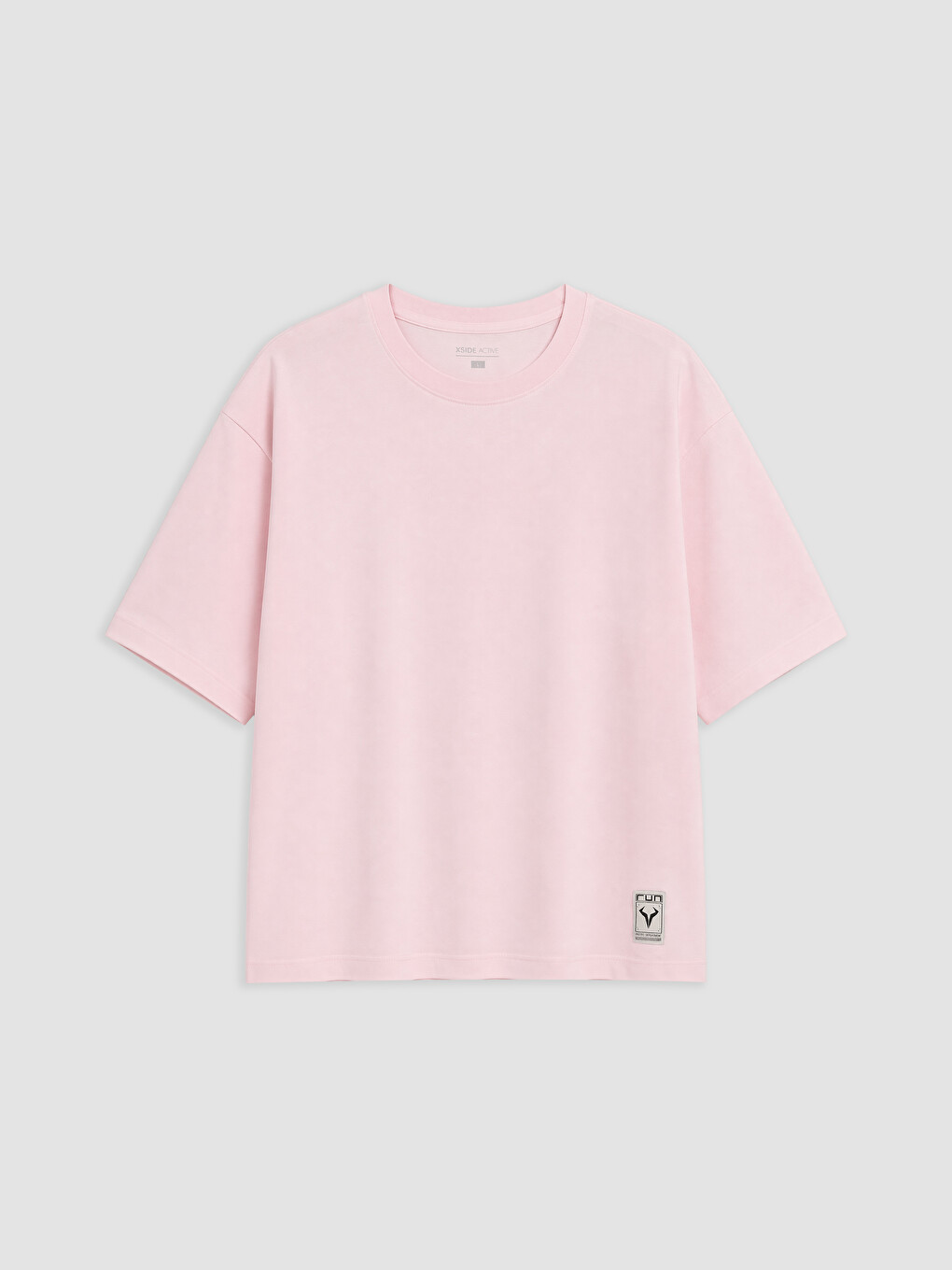 Pembe Loose Fit Bisiklet Yaka Erkek Spor Tişört-4