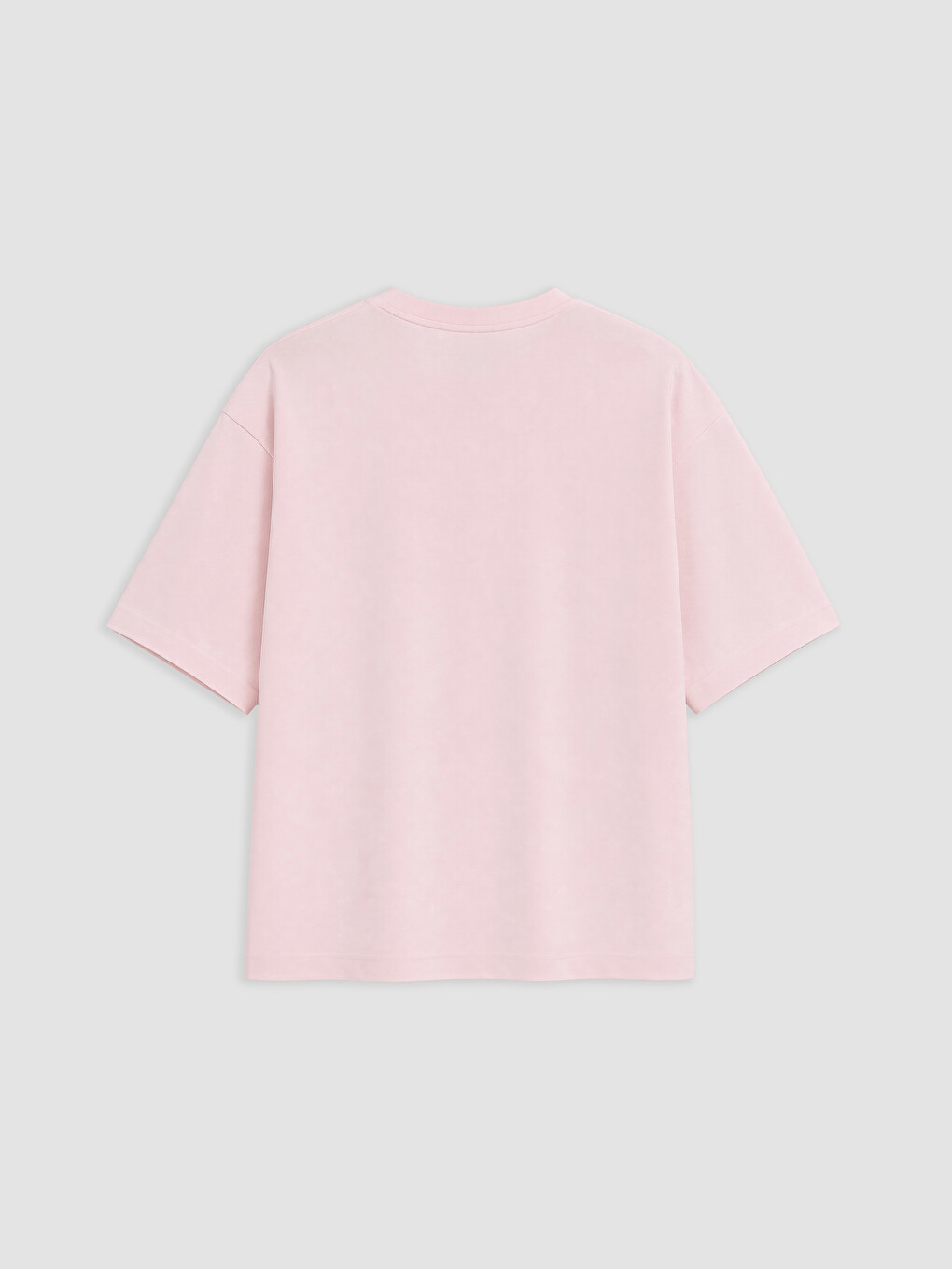 Pembe Loose Fit Bisiklet Yaka Erkek Spor Tişört-5