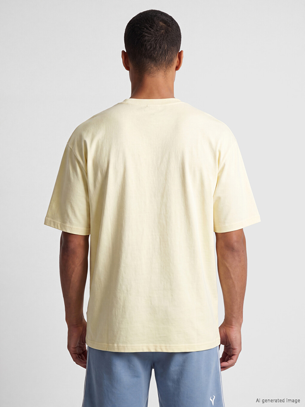 Sarı Loose Fit Bisiklet Yaka Erkek Spor Tişört-3