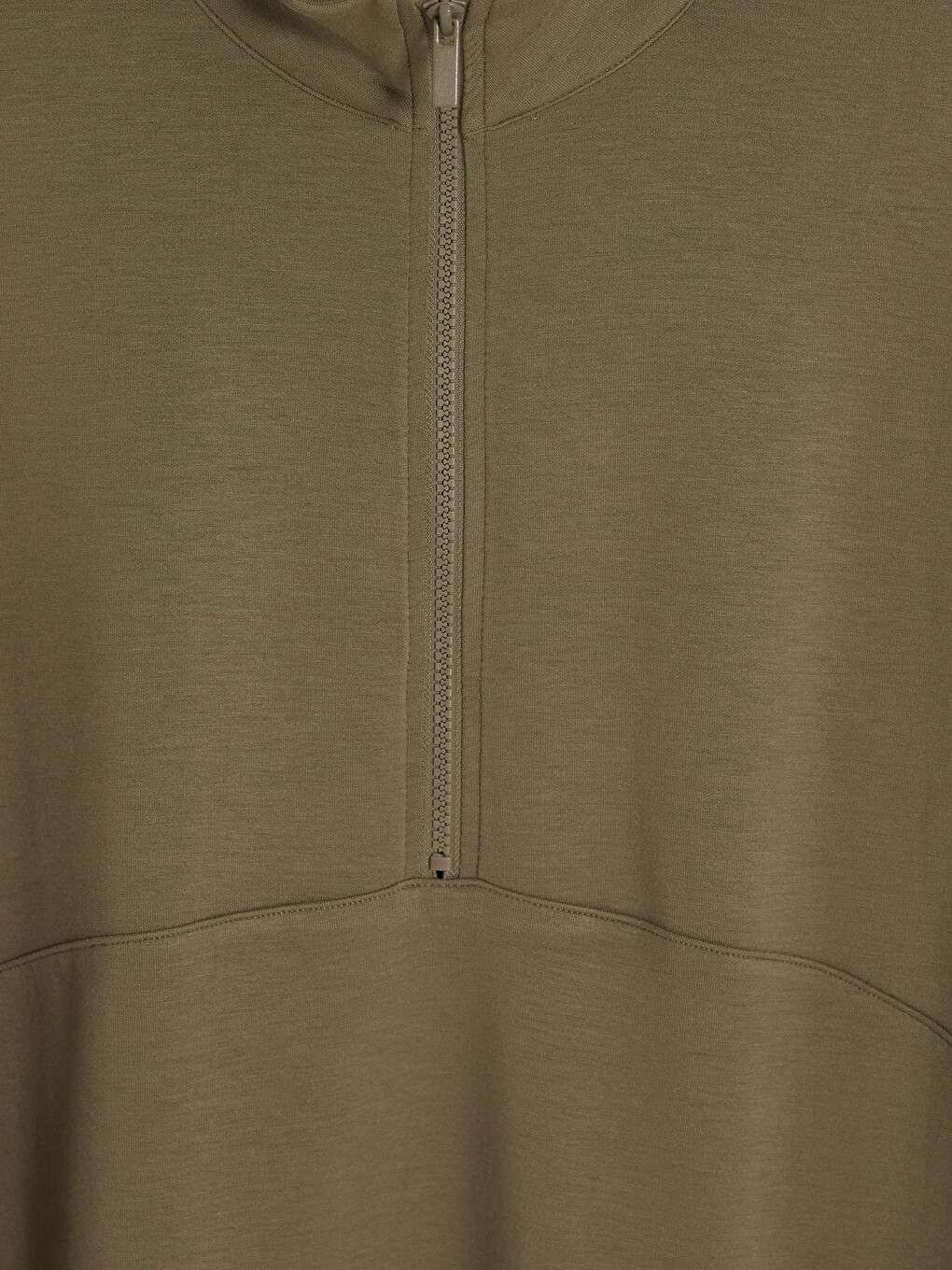 Haki Dik Yaka Soft Touch Kadın Sweatshirt Tunik-1