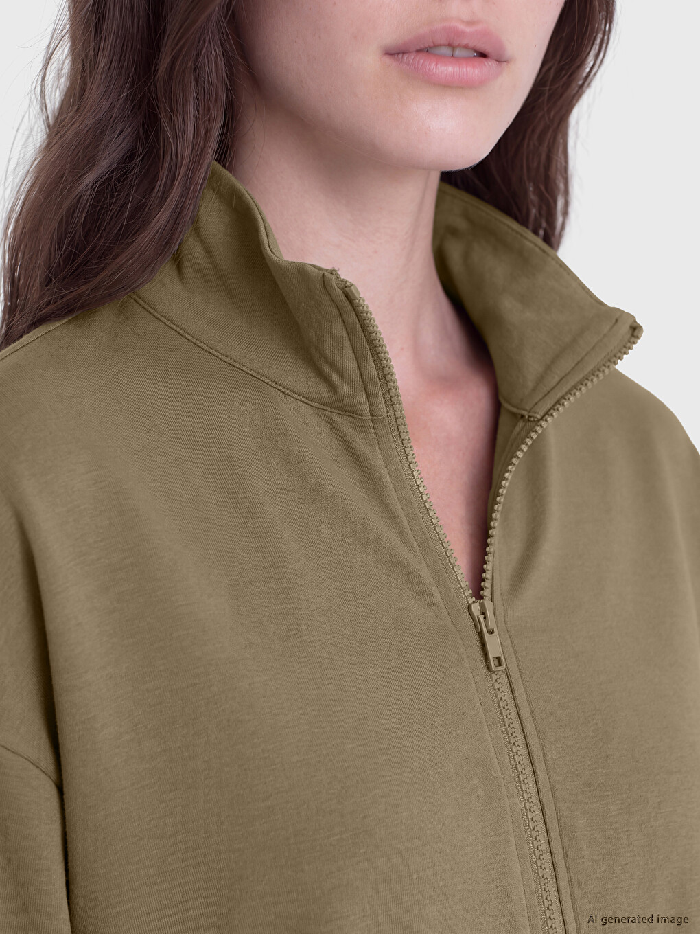 Dik Yaka Soft Touch Kadın Sweatshirt Tunik-2